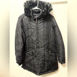 Ellen Tracy Insulated Winter Jacket with Faux Fur Hood